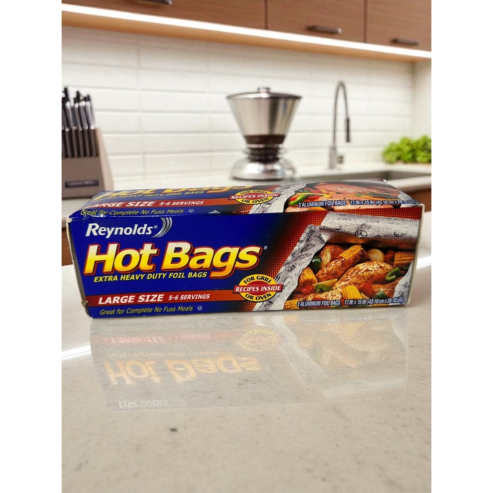 Reynolds Hot Bags Foil Cooking Bags Large Size‎ 3 Pack 17x15 Discontinued HTF